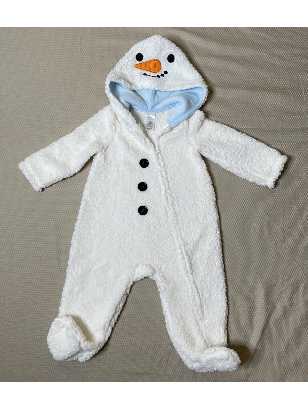 Infant Baby Snowman One Piece Sherpa Full Zip Outfit Costume With Hoodie 18 Mths